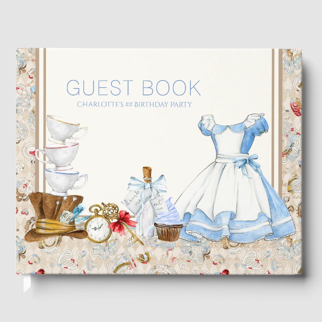 Alice in Wonderland Birthday Party Guest Book (Front)
