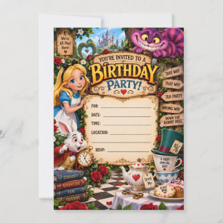 Alice in Wonderland Birthday Party Invitation