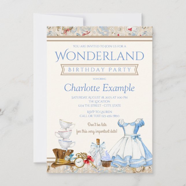 Alice In Wonderland Birthday Party Invitation (Front)