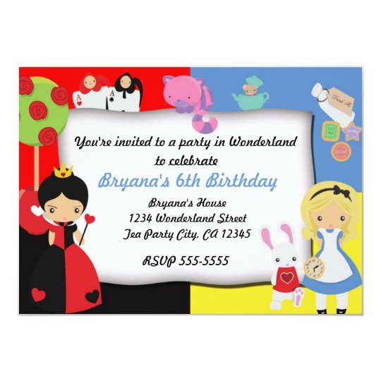 Alice in Wonderland Birthday Party Invitation