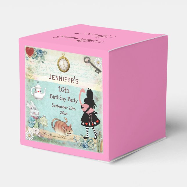 Alice in Wonderland Birthday Party Thank You Favour Box (Back Side)
