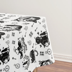 Alice in Wonderland Black And White Design Tablecloth