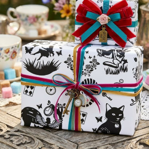 Alice in Wonderland Black And White Design Wrapping Paper
