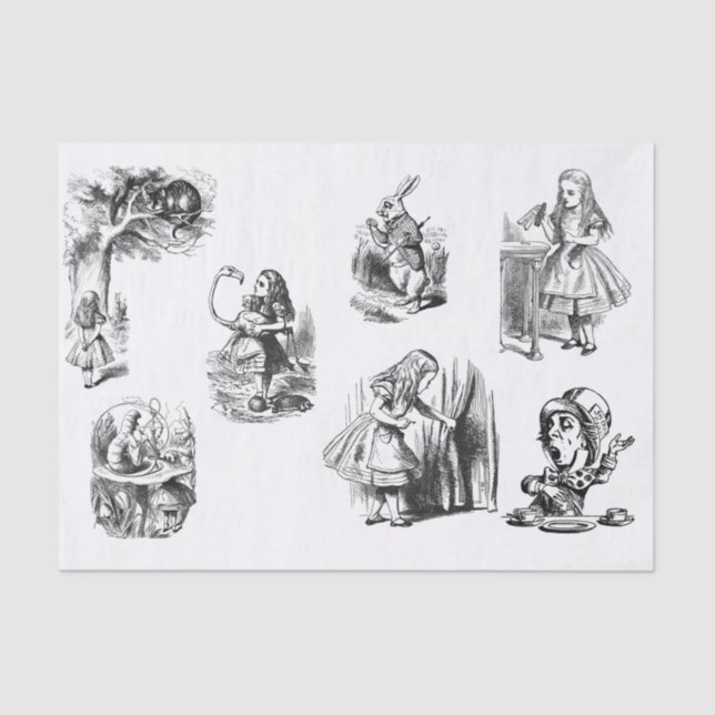 Alice in Wonderland Black and White Tissue Paper (Front)