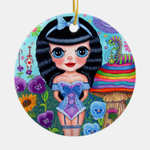 Alice in Wonderland Black Hair Cheshire Cat Cute Ceramic Ornament