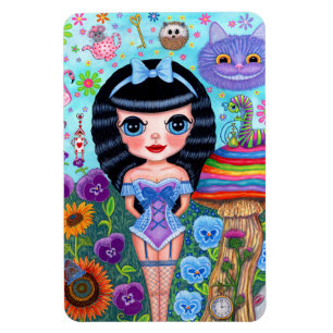 Alice in Wonderland Black Hair Cheshire Cat Cute Magnet