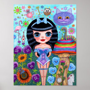 Alice in Wonderland Black Hair Cheshire Cat Cute Poster