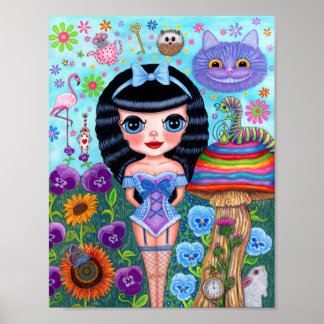 Alice in Wonderland Black Hair Cheshire Cat Cute Poster