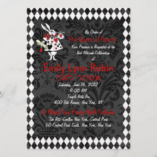 Alice in Wonderland Black Party Invitation