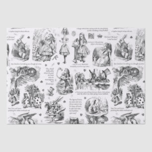 Alice in Wonderland Black White Toile Quotes Tissue Paper