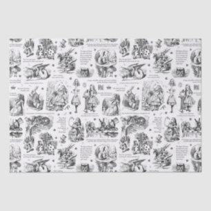 Alice in Wonderland Black White Toile Quotes Tissue Paper
