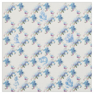 Alice in Wonderland Blue Floral Fabric