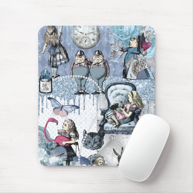 Alice in Wonderland Blue Ice Elegant Mouse Pad (With Mouse)