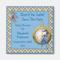 Alice in Wonderland Blue Save The Date Baby Shower