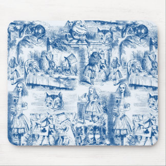 Alice In Wonderland Blue & White Toils Mouse Pad