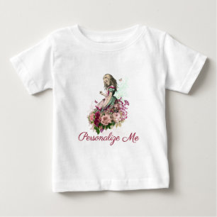 Alice in Wonderland Blush Floral Personalised Baby T-Shirt