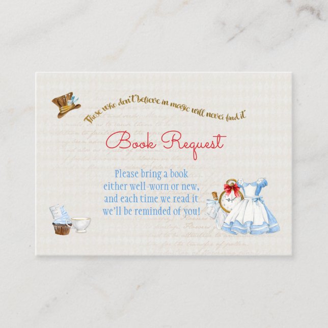 Alice in Wonderland Book Request Enclosure Card (Front)