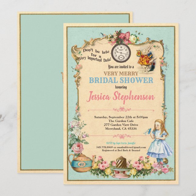 Alice in Wonderland bridal shower invitaion Invitation (Front/Back)