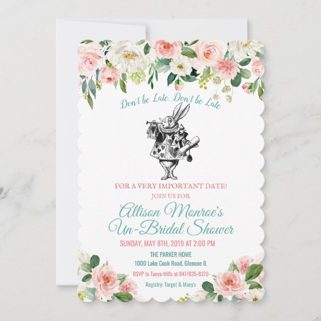 Alice in Wonderland Bridal Shower Invitation (Front)