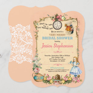 Alice in Wonderland bridal shower invitation pink