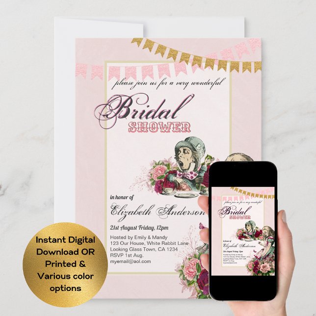 Alice in Wonderland Bridal Shower Tea Party Invite (Creator Uploaded)