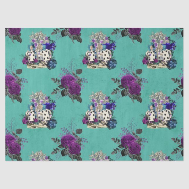 Alice in Wonderland Cards and Roses Decoupage Tissue Paper (Front)