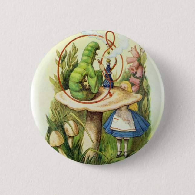 Alice in Wonderland Caterpillar Button (Front)