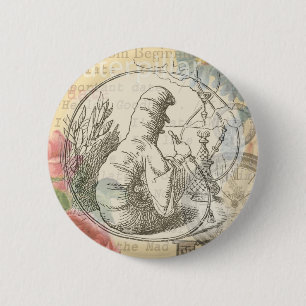 Alice in Wonderland Caterpillar: Original Tenniel  6 Cm Round Badge