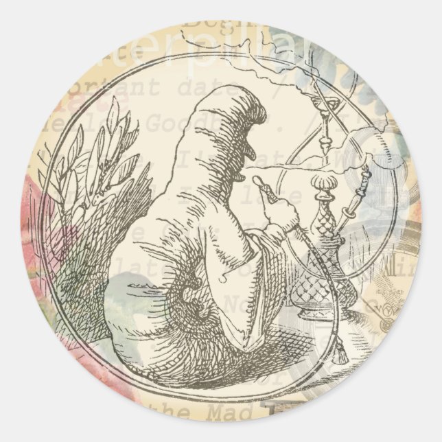 Alice in Wonderland Caterpillar: Original Tenniel  Classic Round Sticker (Front)