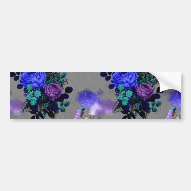 Alice in Wonderland Caterpillar Smoking Flowers Bumper Sticker (Front)