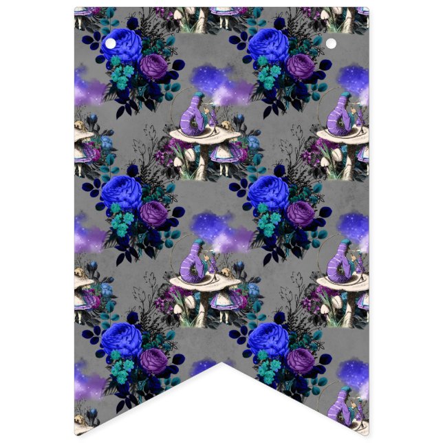 Alice in Wonderland Caterpillar Smoking Flowers Bunting (First Flag)