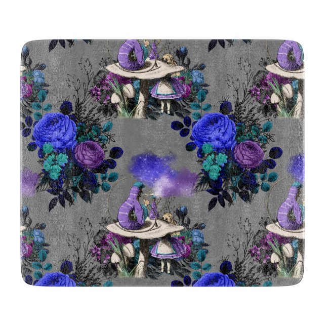 Alice in Wonderland Caterpillar Smoking Flowers Cutting Board (Front)