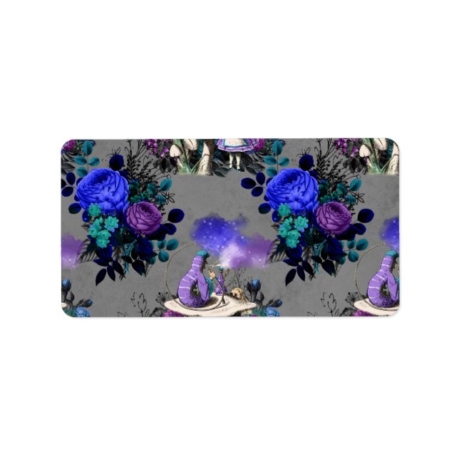 Alice in Wonderland Caterpillar Smoking Flowers Label (Front)