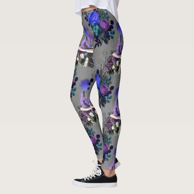 Alice in Wonderland Caterpillar Smoking Flowers Leggings (Left)