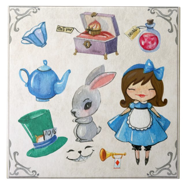 Alice In Wonderland  Ceramic Tile (Front)