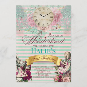 Alice in Wonderland Chalkboard Birthday Invitation