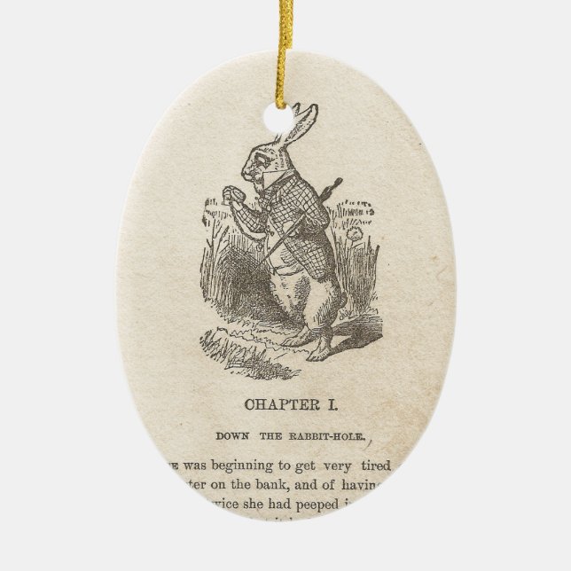 Alice In Wonderland, Chapter One, Down the Rabbit Ceramic Tree Decoration (Front)