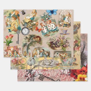 Alice in Wonderland Cheshire Cat Characters Wrapping Paper Sheet