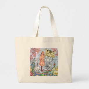 Alice in Wonderland Cheshire Cat Large Tote Bag