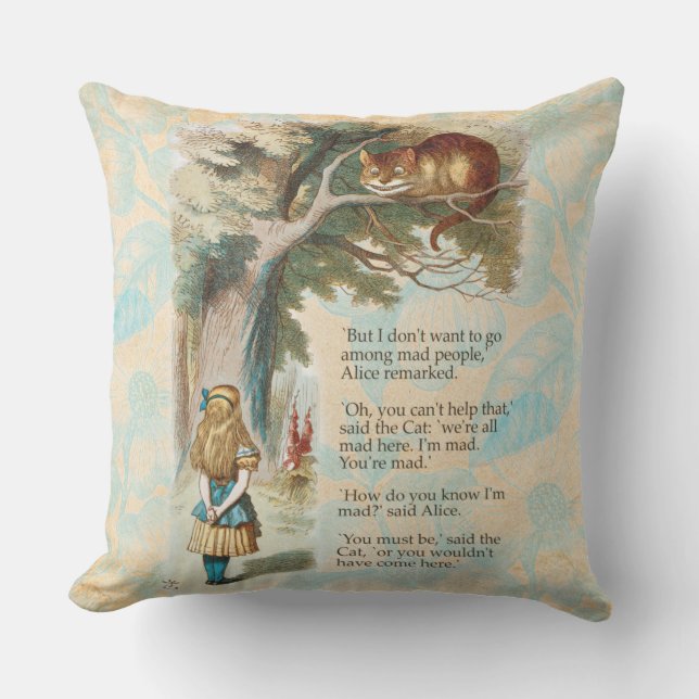 Alice in Wonderland Cheshire Cat Mad  Cushion (Front)