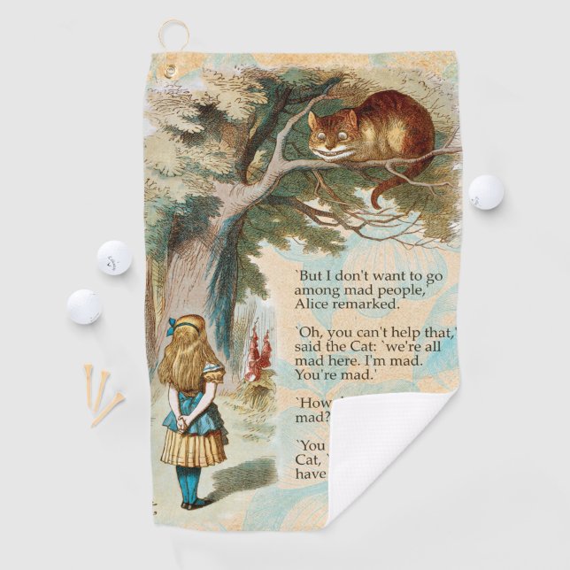 Alice in Wonderland Cheshire Cat Mad  Golf Towel (InSitu)