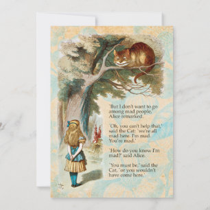 Alice in Wonderland Cheshire Cat Mad  Invitation