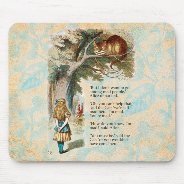 Alice in Wonderland Cheshire Cat Mad  Mouse Pad (Front)