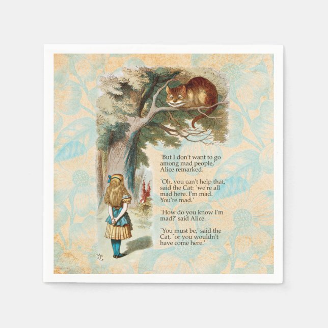 Alice in Wonderland Cheshire Cat Mad  Napkin (Front)