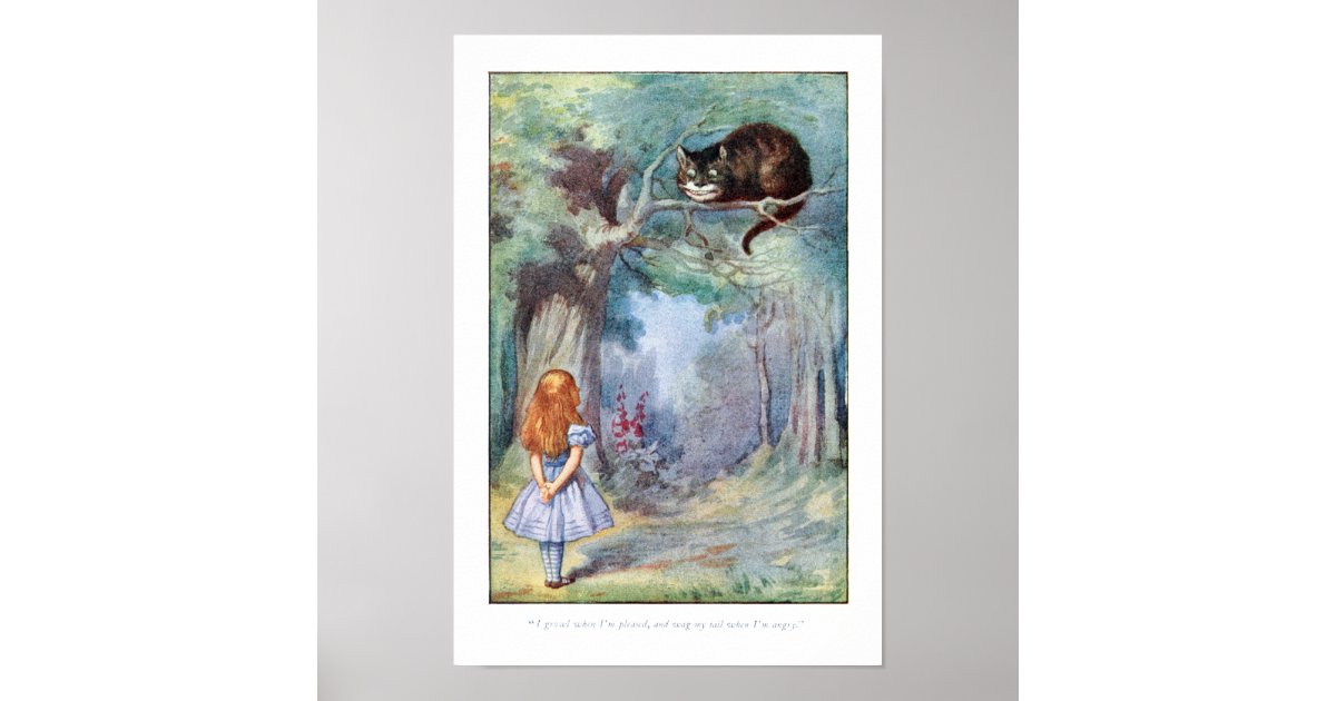 Alice in Wonderland Cheshire Cat Print Poster | Zazzle.com.au