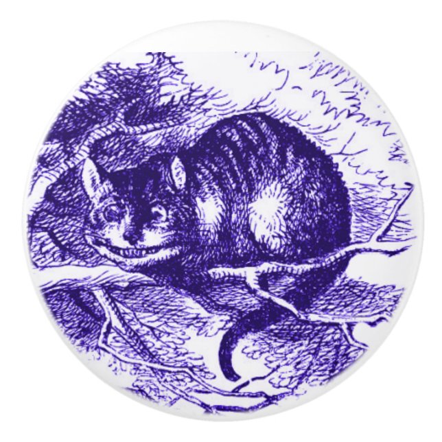 Alice in Wonderland Cheshire Cat Purple Knob (Front)