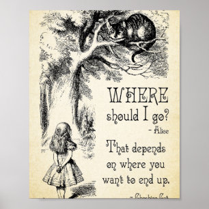 Alice in Wonderland - Cheshire Cat Quote - Where S Poster
