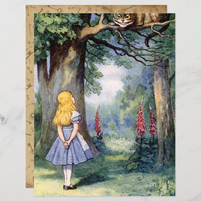 Alice in Wonderland,Cheshire Cat Scrapbook Paper  (Front/Back)
