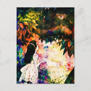Alice in Wonderland Cheshire Cat Watercolour Postcard