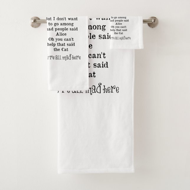 Alice in Wonderland; Cheshire Cat with Alice Bath Towel Set (Insitu)
